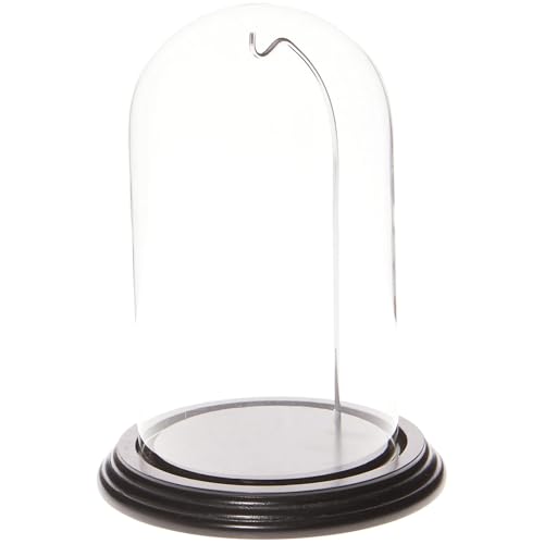 Plymor 4" x 7" Watch/Ornament Glass Display Dome - color: Black Base / Silver Wire