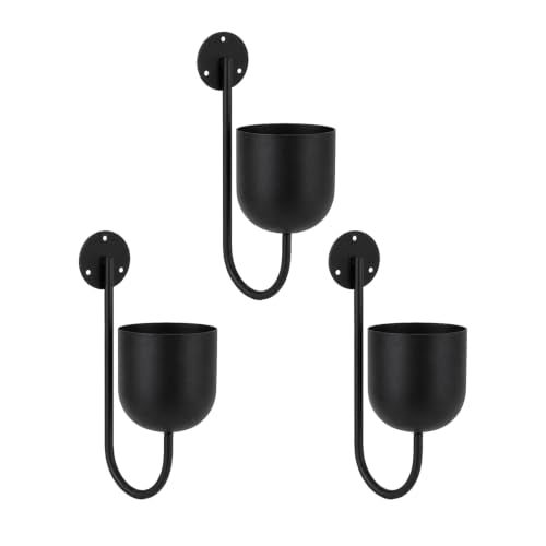 3 Pack Wall Mounted Plant Holders, Metal Hanging Planters & Wall Plant Decor