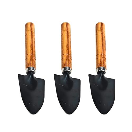 Mini Gardening Tools 3pcs Portable Garden Hand Tools Set,Shovel and rake Tools Made of Wooden Non-Slip Handles and Metal Heads,for Seedlings, Bonsai, Succulents, Herbs (3pcs-Wide Shovels) - color: 3pcs-wide shovels