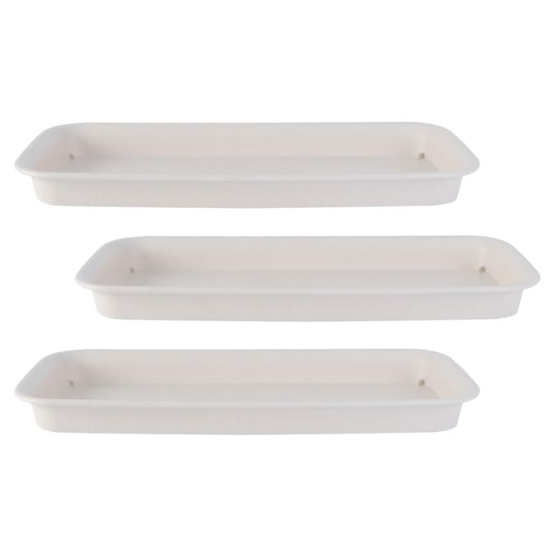 Healeved 3pcs Plastic Flowerpot Trays Rectangular Plant Saucer Elegant Square Plant Water Plate Bonsai Water Trays - size: 31.00X10.50X2.80CM