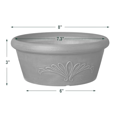 Arcadia Garden Products PSW TA20TP Plastic/Stone/Wood Composite Bulb Pan – No Drainage Hole (Drillable), 8"x3", Taupe - color: Taupe, size: 8"x3"