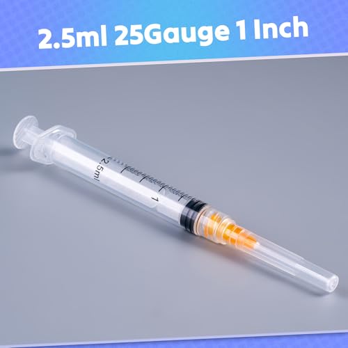 2.5ml Syringes with 25 Gauge 1 Inch Needles Luer Lock Disposable, 20 Pack - style: 2.5ML-25G-1IN