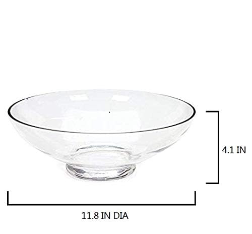 Hosley Clear Glass Bowl 11.8 Inch Diameter - Ideal Gift for Wedding or Special Occasion for Decorative Balls Orbs DIY Projects Terrariums and More.