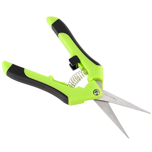 PINGEUI 12 Pack 6.5 Inches Green Micro Tip Pruning Snips, Bud Trimming Scissors with Straight Tip Stainless Steel Blades, Gardening Hand Pruning Shears for Trimming Herb Plants Flowers Bonsai
