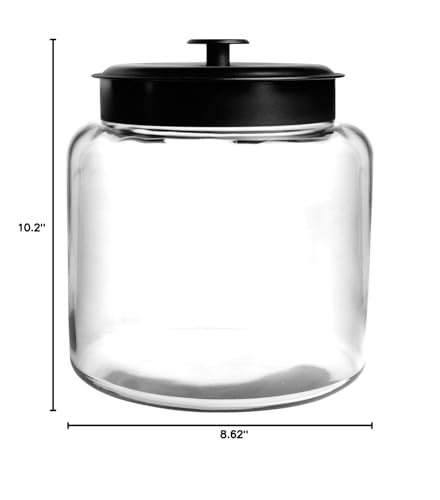 Anchor Hocking Montana 1.5 Gallon Glass Jar with Lid, Black Metal Lid - size: 192 Ounces