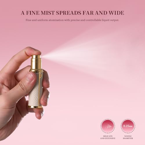 Atomizer Perfume Spray Bottle Refillable - 5ml Glass Inner Bottle with Premium Leather Case, Portable Travel Sprayer for Fragrance Lovers (Flash-Gray-silver) - color: Flash-Gray-silver