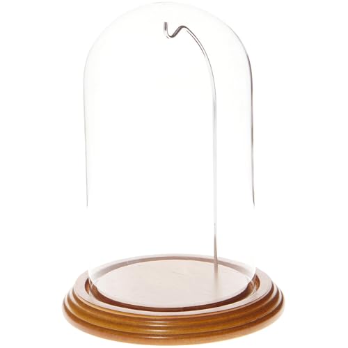 Plymor 4" x 7" Watch/Ornament Glass Display Dome - color: Oak Base / Silver Wire