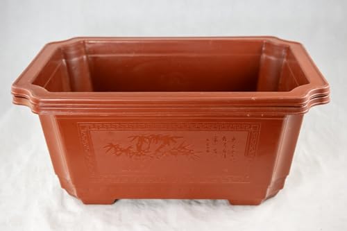 Yubonzai Rectangular Orange Plastic Bonsai Training Tall Pot, Cactus & Succulent Planter - 7.25" to 17.5" (2PCS 12.5"x 9"x 5.25") - size: 2PCS 12.5"x 9"x 5.25"