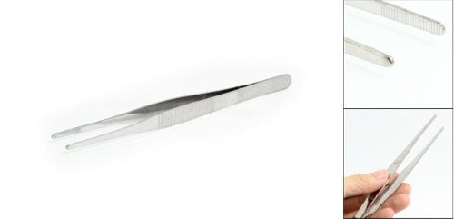 uxcell Square Polished Tip Stainless Steel Straight Tweezers, 180mm Length - size: 18cm