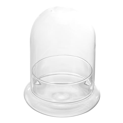Yardwe Ecological Bottle Glass Cloche Bell Jar with Base 6.10X4.72X4.72In Clear Terrarium for Micro Landscape Display Miniature Ornament Home Office Decor