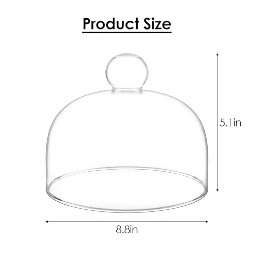 8.8 Inch Glass Cake Dome Cover, Round Clear Cake Stand Top Cover - size: 8.8 Inch - Glass