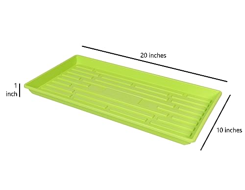 SUNPACK 10" x 20" Heavy Duty Shallow Plastic Seed Starting Tray, Lime Green, 1" - No Drainage Holes, Perfect for Greenhouses or Indoor Gardening - color: Lime Green
