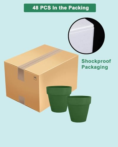 vensovo 48 Pcs 2" Tiny Terracotta Pots with Drainage,Green Clay Pot - color: Green