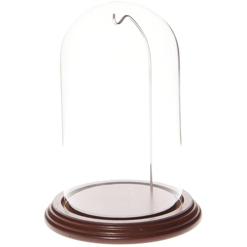 Plymor 4" x 7" Watch/Ornament Glass Display Dome - color: Walnut Base / Silver Wire