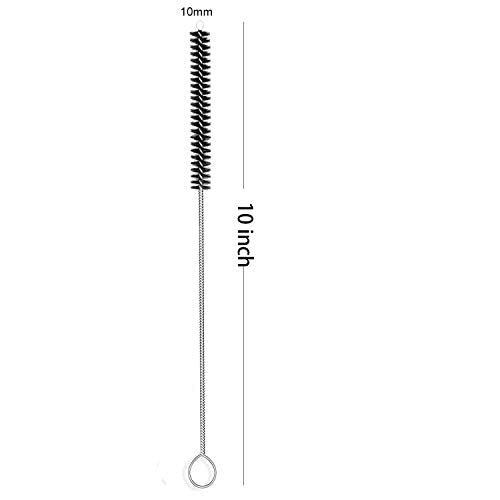 Long Straw Brush Cleaner (10 Pack), Flexible Nylon Tube Cleaning Brushes with 0.4" Bristles, Rust-Proof Stainless Steel Wire Washer for Reusable Tumblers, Sports Bottles & Pipes (10 Inch) - color: Black