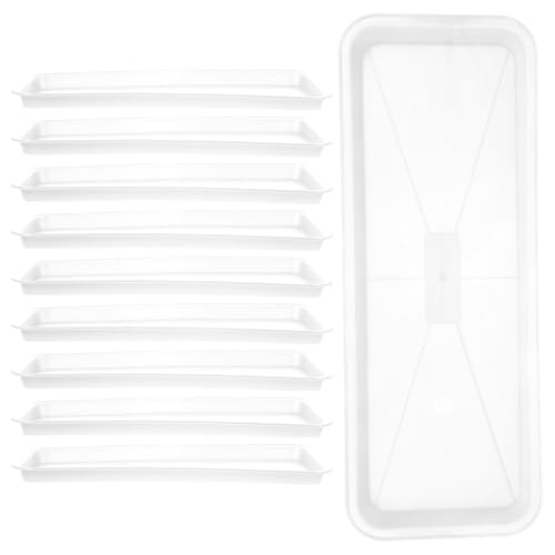 Yardwe 10Pcs Rectangular Plant Tray, Plastic Flower Pot Saucer, Reusable Bonsai Pot Tray, Ideal for Indoor and Outdoor Plants, Prevents Overwatering, Easy to Clean, 15.66 X 5.90 Inch, White - color: White