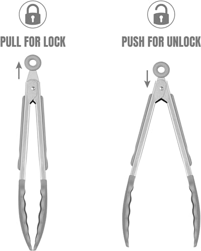 Hotec Mini Silicone Kitchen Tongs for Cooking - 7-Inch Small Serving Tongs with Silicone Tips, Set of 3 (Grey) - color: Light Grey