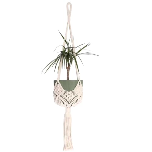 2 Pack Macrame Hanging Planters, White - color: White