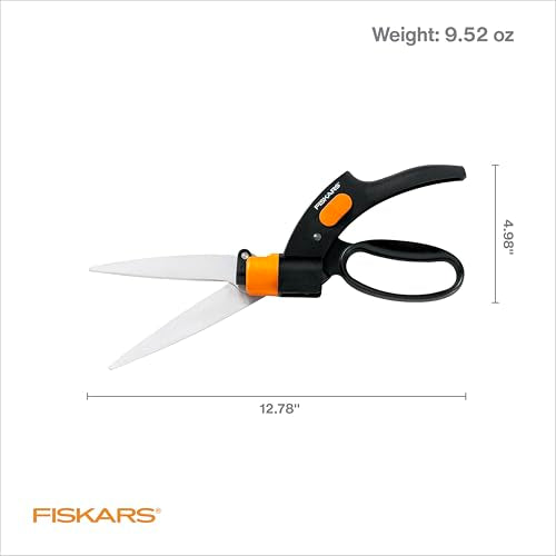 Fiskars 5" Shear Ease Grass Shears, Grass Clippers for Lawn & Garden, 360 degrees shears (Pack of 6) - style: Rotating - Spring Action (Pack of 6)