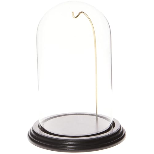 Plymor 4" x 7" Watch/Ornament Glass Display Dome - color: Black Base / Gold Wire