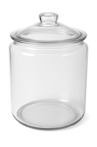 2 Gallon Glass Jar with Lid, Clear Round Container, 12.5 Inches Height, 8.5 Inches Bottom Diameter, Dishwasher Safe, Countertop Storage
