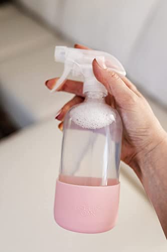 Clear Glass Spray Bottle with Silicone Sleeve for Cleaning Solutions, Essential Oils, Plants, Vinegar - 16 oz, Refillable, Food Safe (Blush Pink) - color: Blush Pink