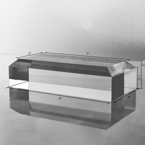 CiaoHER 2in Thickness Beveled Solid Acrylic Display Block Clear Polished Pedestal Stand Riser Solid Base (4x8) - size: 4x8