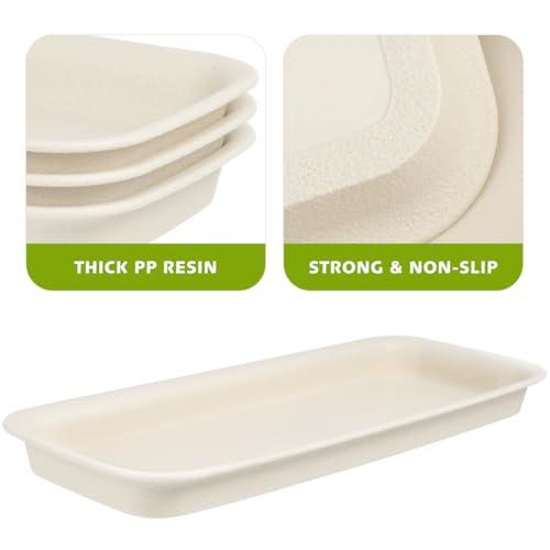 Toddmomy 3 Pack Rectangular Plant Saucer 13 Inch Plastic Water Tray | No Hole Leakproof, Narrow Window Sill Drip Pan, Indoor Potted Herb Protection, Catch Flowerpot Soil, For Balcony Organization