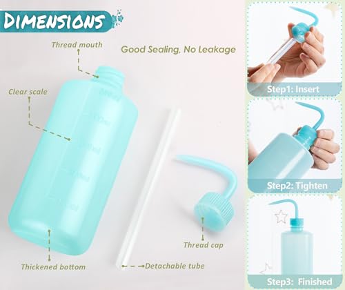 Melphoe Tattoo Wash Bottle Squeeze, 2Pcs 500ml Water Squirt Bottle Succulent Watering, Safety Rinse Watering Tools, Tattoo Supplies, Irrigation Sprinkling Can Wash Plant (Blue) - color: Blue, size: 16.9 Ounces