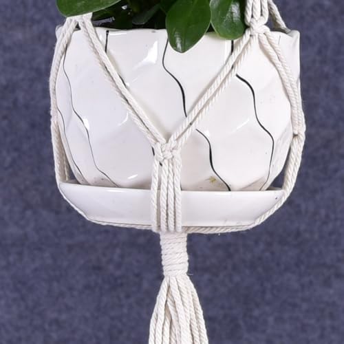 Macrame Plant Hanger, Handmade Cotton Rope Hanging Planter Basket for Indoor Outdoor Plants, Flower Pot Holder for Ceiling Wall Hook, 2 Styles for Small to Medium Pots