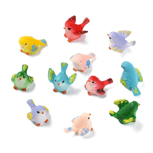 DanLingJewelry 18Pcs Mixed Styles Resin Bird Miniature Figurines Small Wild Animal Figurines for Garden Dollhouse Micro Landscape Home Decoration
