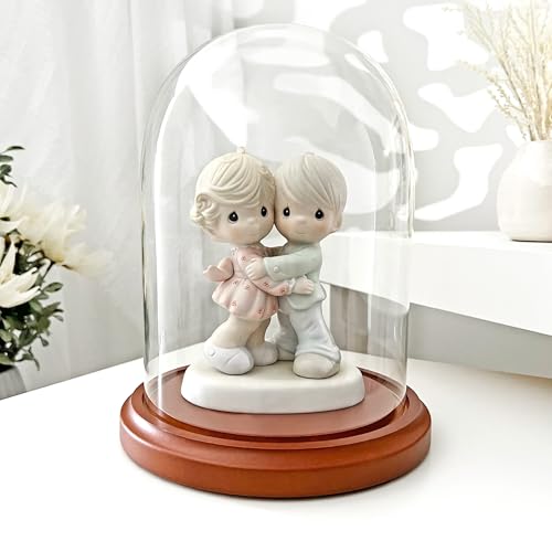 Plymor 5.5" x 8" Glass Display Dome Cloche (Walnut MDF Base) - color: Walnut Mdf Base
