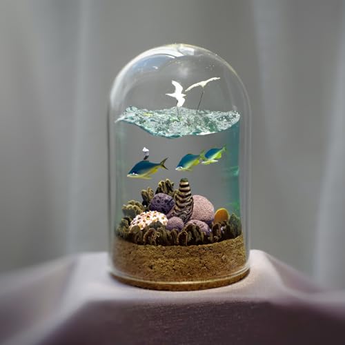 Toyvian 5 Pcs Cloche Glass Dome: Clear Glass Display Dome with Wood Base, Decorative Jars, Transparent Display Cover for Flower Storage, Christmas Party Favor, Keepsakes Collectibles