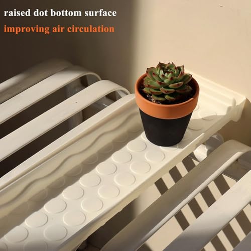 6 Pack 16.20 x 4.50 x 1.45 Inch White Plastic Rectangular Planter Pot Saucer Drip Tray with Removable Drain Plug for Windowsill, Shelf, Tabletop, Kitchen, Balcony, Small Potted Plant - color: White