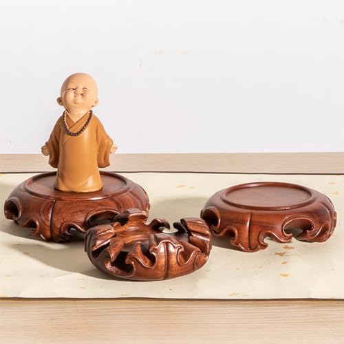 Solid Wooden Display Pedestal Base Non-slip Rosewood Round Stand - size: 3.1" L X 3.1" W X 1.3" H