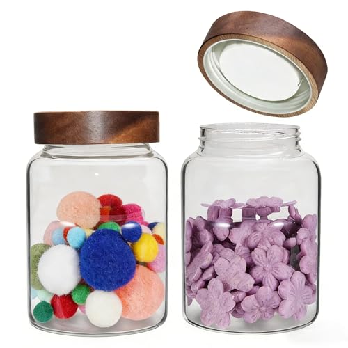 40 oz Glass Jars with Airtight Lid Spice Herb Jar Glass Coffee Ground Canister Clear Food Storage Jar for Sugar Cookies Tea Bean Spice Bath Salts (1200ml/40oz-2pack-A) - color: 1200ml/40oz-2pack-A