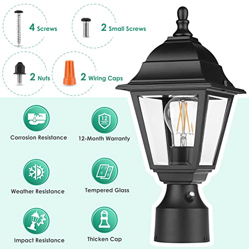 Dusk to Dawn Outdoor Post Lights, Waterproof Post Lamps with Pier Mount - size: 15.20inch