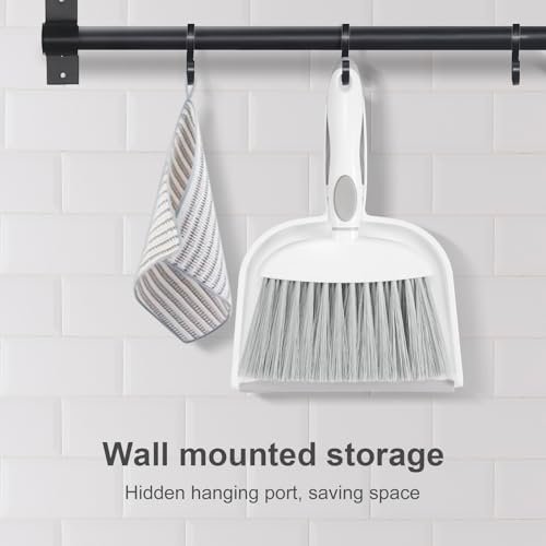 NACENA Small Dust Pan and Brush Set, Mini Broom and Dustpan Set, White&Gray - size: 1-Pack