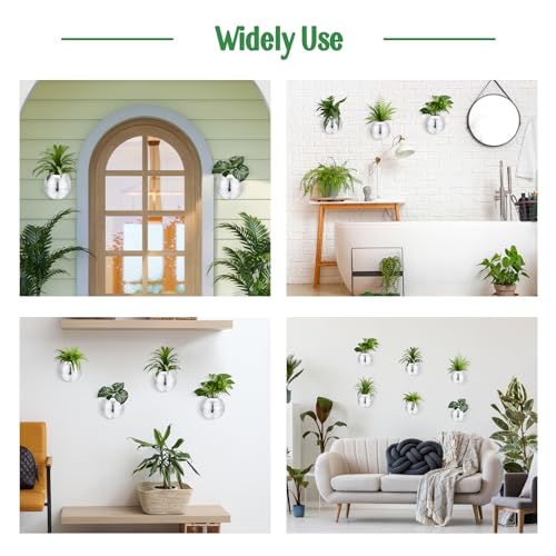 Maxcheck 6 Pcs Disco Ball Planter 4.7 Inch Mirror Disco Ball Wall Hanging Planter Glass Vase Boho Flower Pots Plant Terrariums for Indoor Outdoor Home Decorations (Silver)