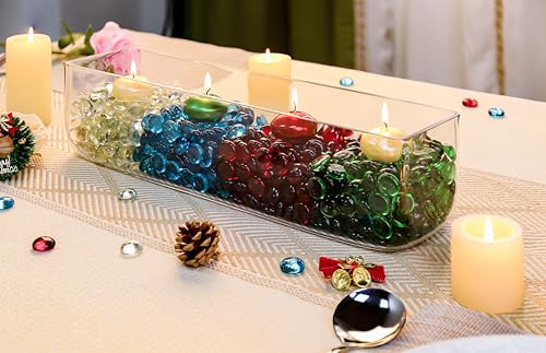 CYS Excel Glass Rectangle Vase (H:4" Open:16"x4") | Multiple Size Choices Rectangular Flower Vase Centerpieces | Decorative Wedding Centerpiece Vases | Glass Terrarium Container - size: H:4" Open:16"x4"