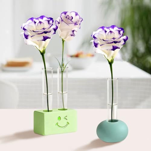 8 PCS Silicone Vase Mold with Test Tube, Smile Face Resin Mold, Round Bud Vase Mold, Epoxy Casting Molds for DIY Home Decor, Square Table Centerpieces, Plant Propagation Station (2pcs)
