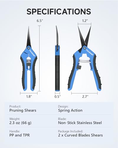 Fondwell 2-Pack 6.5" Precision Garden Scissors Pruning Snips Plant Pruners - color: Black (Curved Blades, 2-pack)
