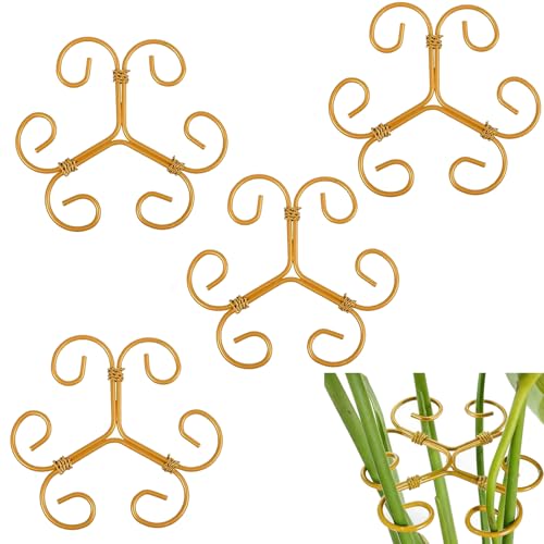 4PCS Iron Monstera Plant Support - 4.1IN Plant Support Stakes for Indoor Plants, Stable Plant Stakes and Supports, Ideal Plant stem Support for Turtle Shell Bamboo & Houseplants - style: B