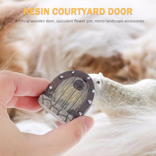 Mipcase 5 Pcs Miniature Doors Resin Fairy Garden Door Accessories for Micro Landscape Decoration Simulated Wood Mini Garden Furniture for Patio Lawn & Displays