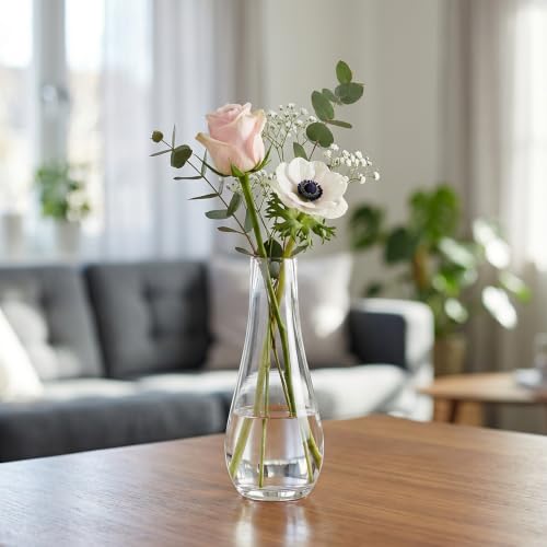 WGVI Large Teardrop Bud Vase, Diameter 3.9", Height 9.25", Clear Glass Teardrop Style Bud Vase, Floral Dispaly, Decorative Display Case, Planter Terrarium for Event Home Decor, 1 Piece - size: 3.9"x9.25"H Teardrop