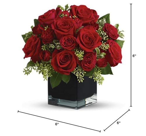 WGV Black Cube Glass Vase, Candle Holder, 6"x6"x6", Floral Accent, Planter Terrarium, Wedding Party Event Home Office Decor, 1 Piece - size: Large