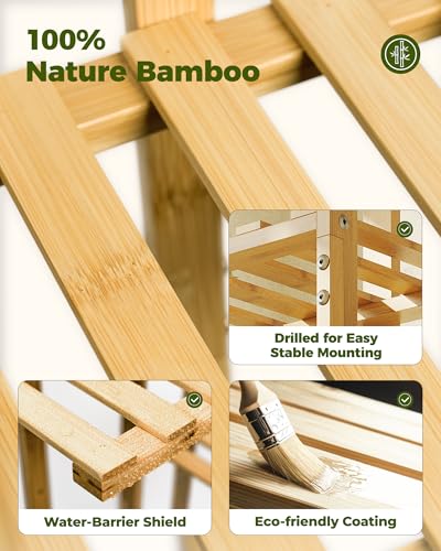 Bamworld Bamboo Plant Stand with Grow Light, 6 Tiered Plant Shelf 48 Inch - color: Natural 6Tiered Pro
