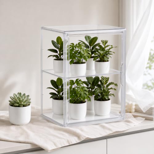 HBlife Mini Greenhouse for Indoor, 3-Tier Clear Stackable Green House with Magnetic Door & Adjustable Dividers, Tabletop Portable Greenhouse for Small Plants Nursery Germination and Display, 1 Pack - size: 14.1 x 8.6 x 10.6 inch (3-Tier)