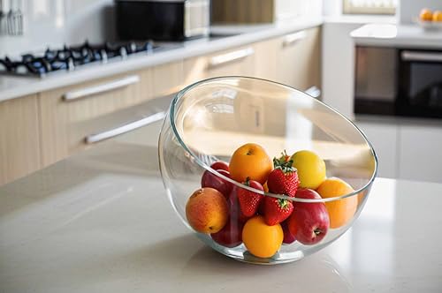 CYS EXCEL Glass Slant Cut Bubble Bowl (H-9" W-11") | Multiple Size Choices Slanted Globe Bowl Terrarium | Round Flower Vase Centerpiece - size: H-9" W-11"