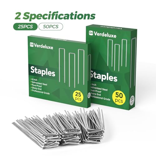 Verdeluxe 50 Pack Garden Staples,6 Inch 11 Gauge Galvanized Garden Stakes - size: 6inch/50pcs